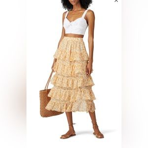 MINKPINK LANA TIERED MIDI SKIRT